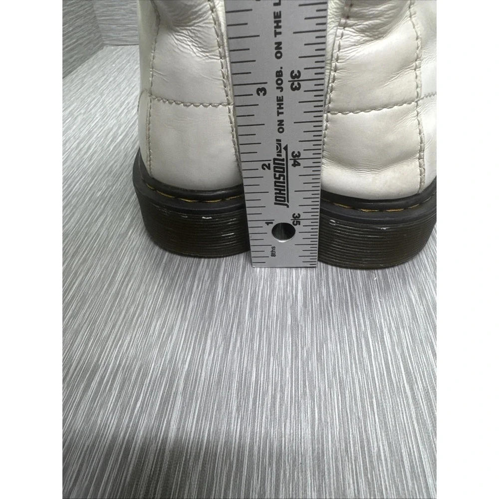 Dr. Martens White Leather Ankle‎ Combat Boots Lace Up Zip Youth 4 Grunge Punk
